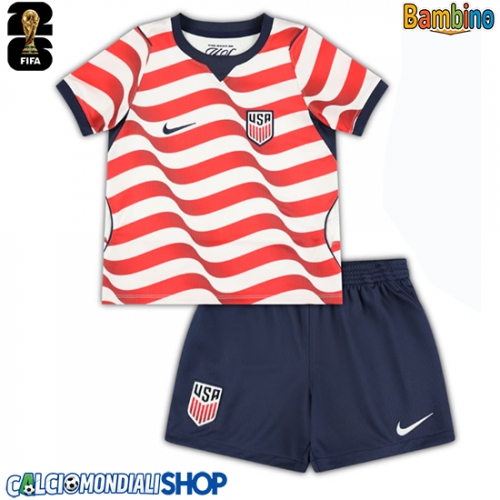 Maglie da calcio Stati Uniti Prima Maglia Bambino Mondiali 2026  Manica Corta + Pantaloni corti)